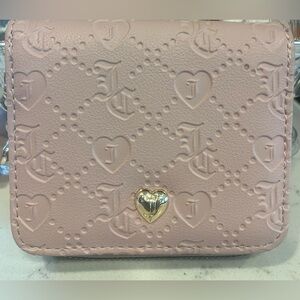Juicy Couture Pink Embossed Wallet with Gold Heart EUC